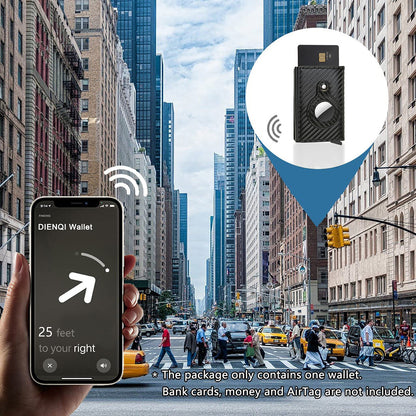 Slim Leather Airtag Wallet - Anti-Theft RFID Card Holder for Men - Multi-Functional Bullet Card Bag