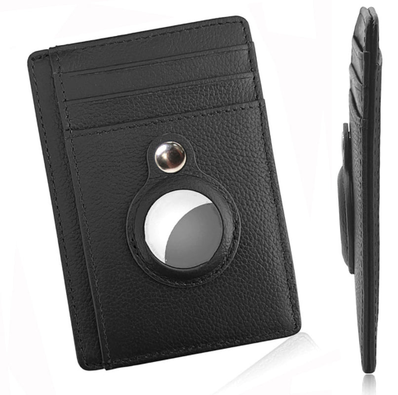 Slim Leather Airtag Wallet - Anti-Theft RFID Card Holder for Men - Multi-Functional Bullet Card Bag